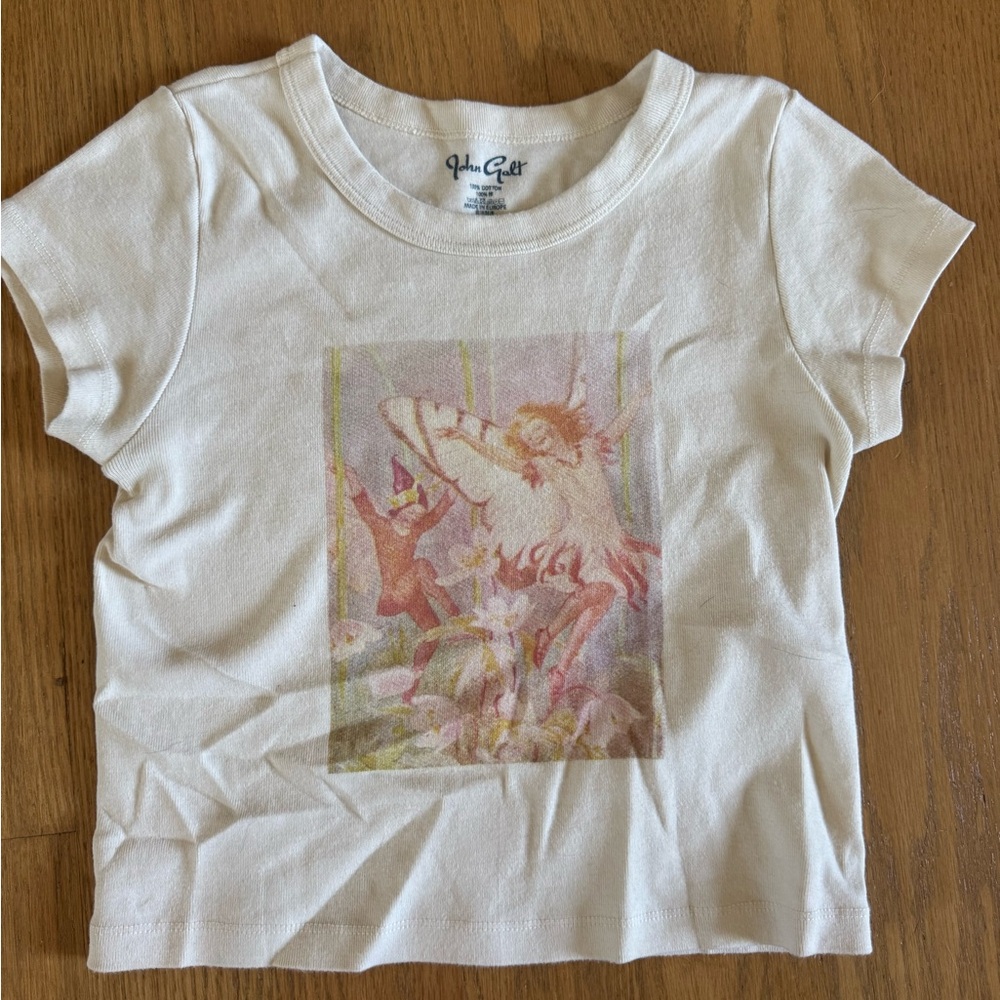 Brandy Melville Cream Cropped T-Shirt